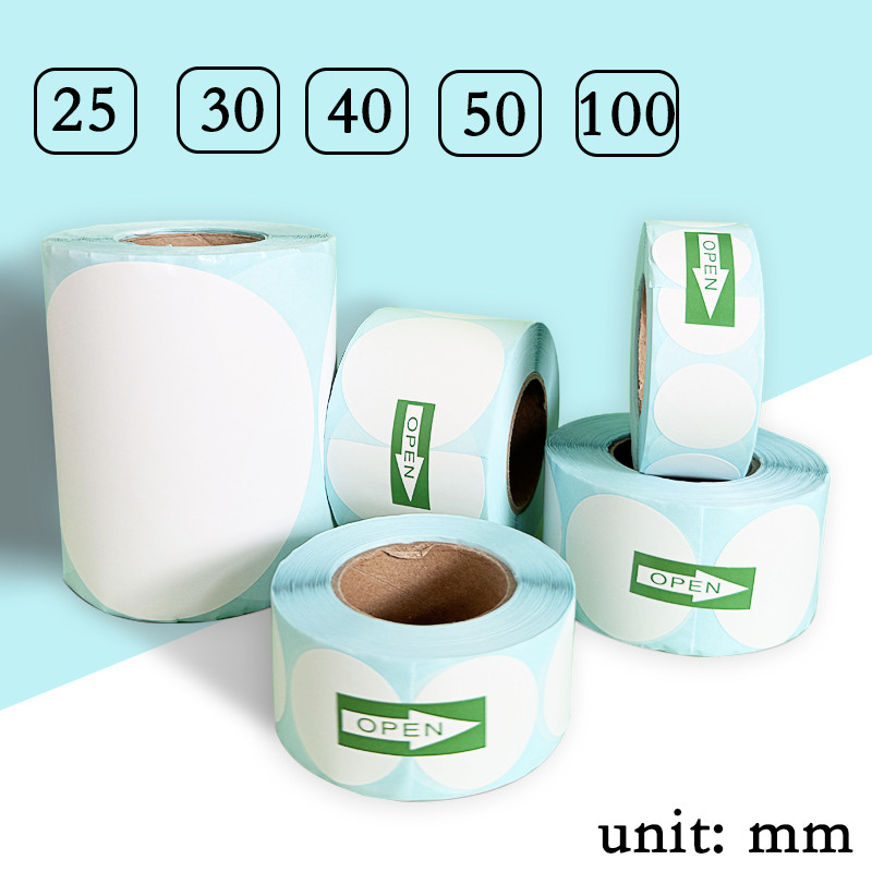 

25/30/40/50/100mm White Circle Thermal Roll Sticker Round Label Self-Adhesive Sticking Writable