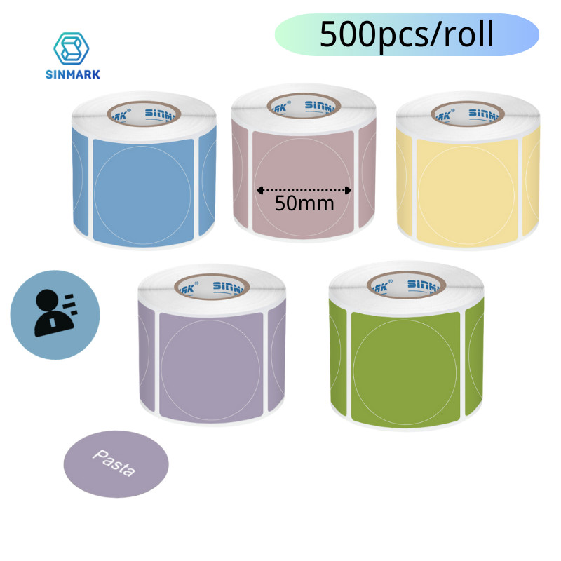 

500PCS/Roll Colorful Label Round Thermal Paper Sticker Waterproof Self-Adhesive Label Paper for