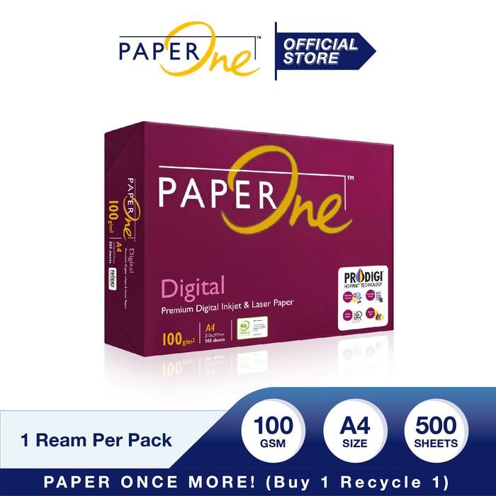 

Paperone Kertas A4 100Gr Digital 1 Rim (500 Lembar) Kertas Hvs