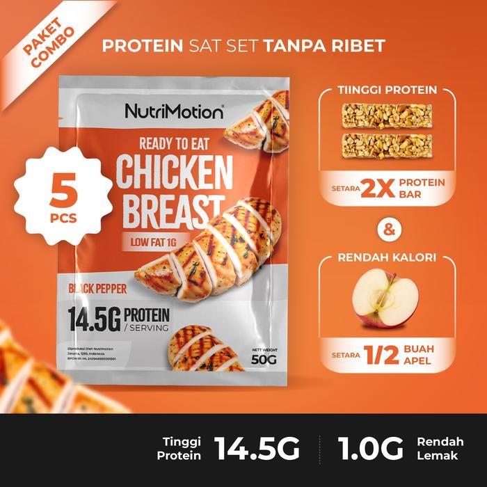 

Nutrimotion - Chicken Breast - Dada Ayam Siap Makan Tinggi Protein - Cemilan Sehat yang Rendah Lemak