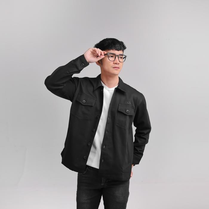 Ineat Zaku Trucker Jacket Black - Jaket Outer Pria Hitam