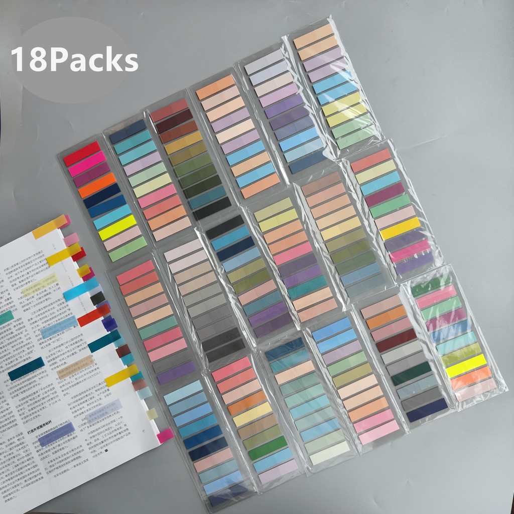

18Packs 3600 Sheets Transparent Sticky Notes Self-Adhesive BookMarker Annotation Reading Book Clear