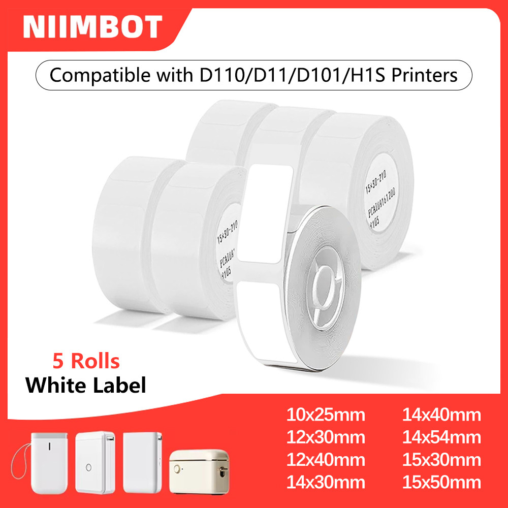 

5 Rolls D Series Niimbot Label Paper For Thermal Printer Sticker Label Rolls Self-adhesive Printer