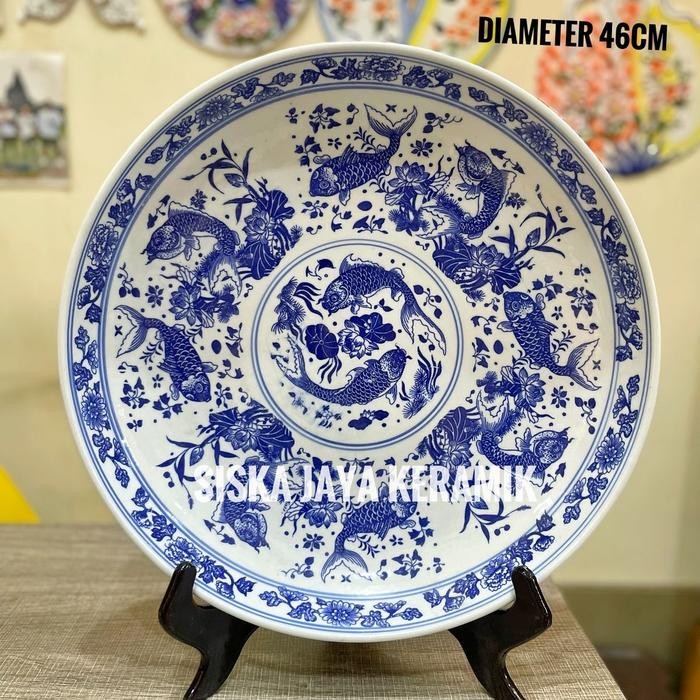 pajangan hiasan keramik piring dinding Kansai motif ikan Kansai