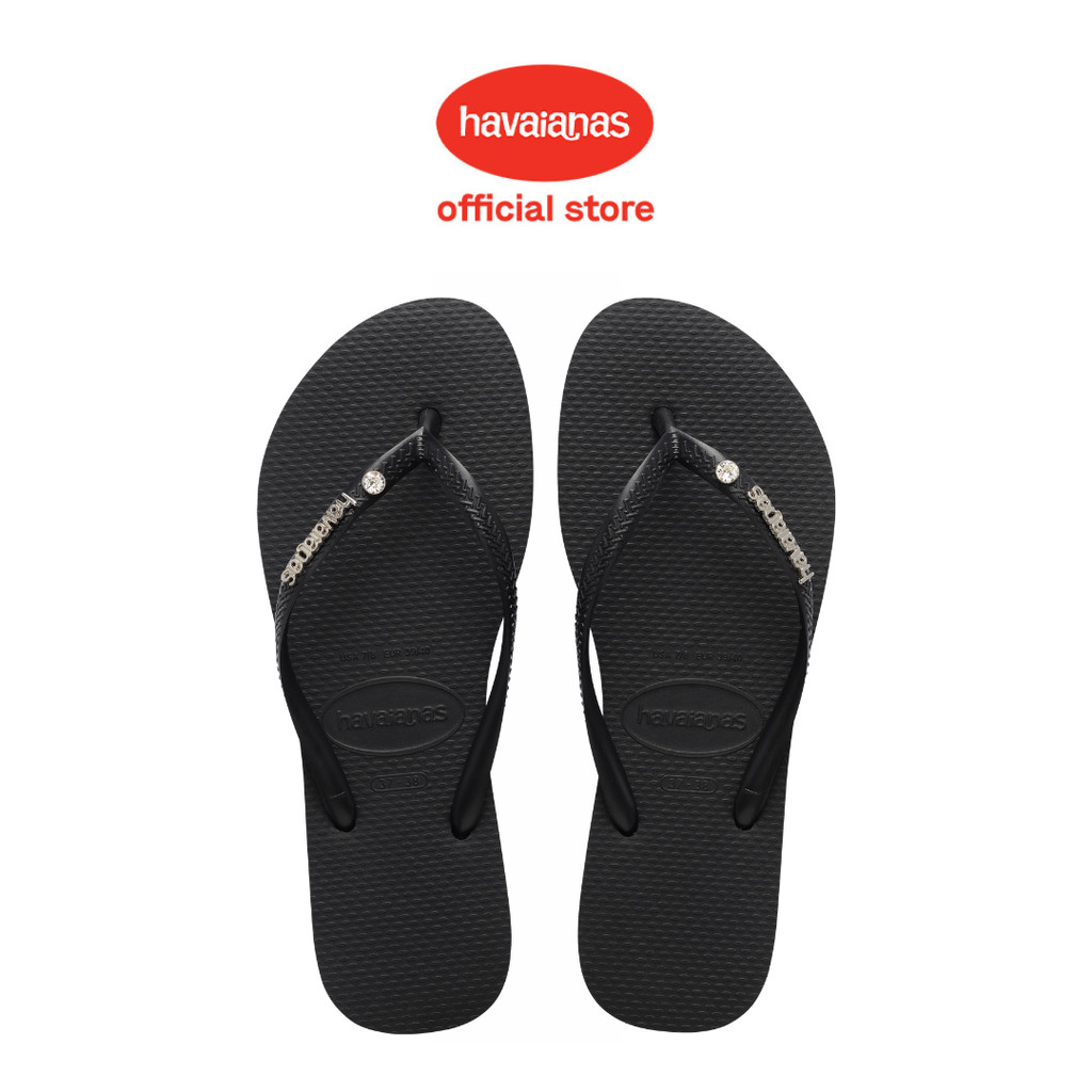 Havaianas 0090 Slim Logo Metal Crystal Sw II - Black - Sandal Wanita