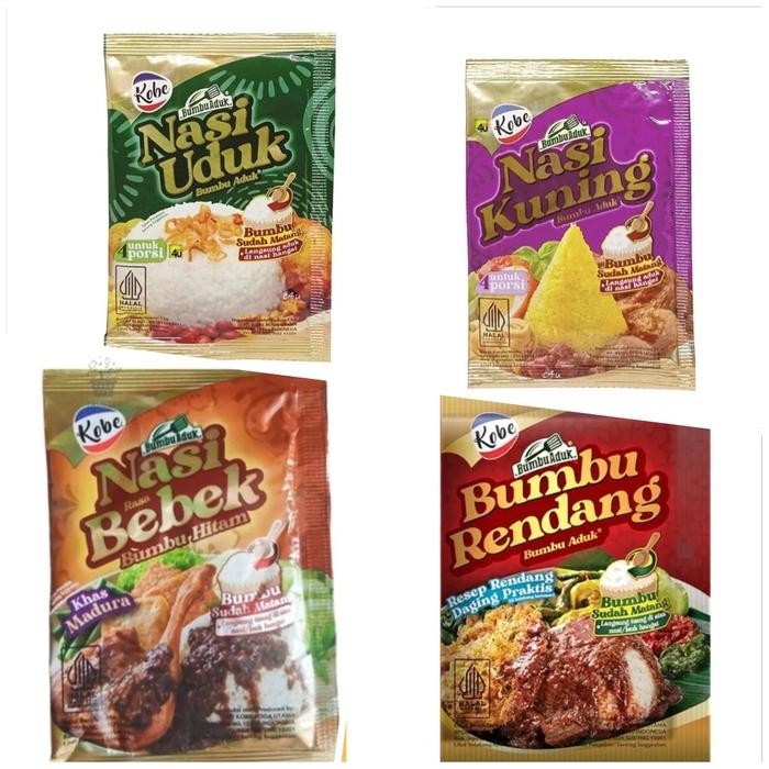 

New Kobe Bumbu Nasi Uduk / Kuning / Bebek Madura / Bumbu Rendang renceng isi 10 Sachet 15gr
