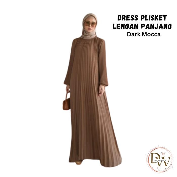 (Allthebest) Gamis Plisket Payung Syari Lengan Panjang Terbaru - Inner Dress Plisket Maxy - Pleats