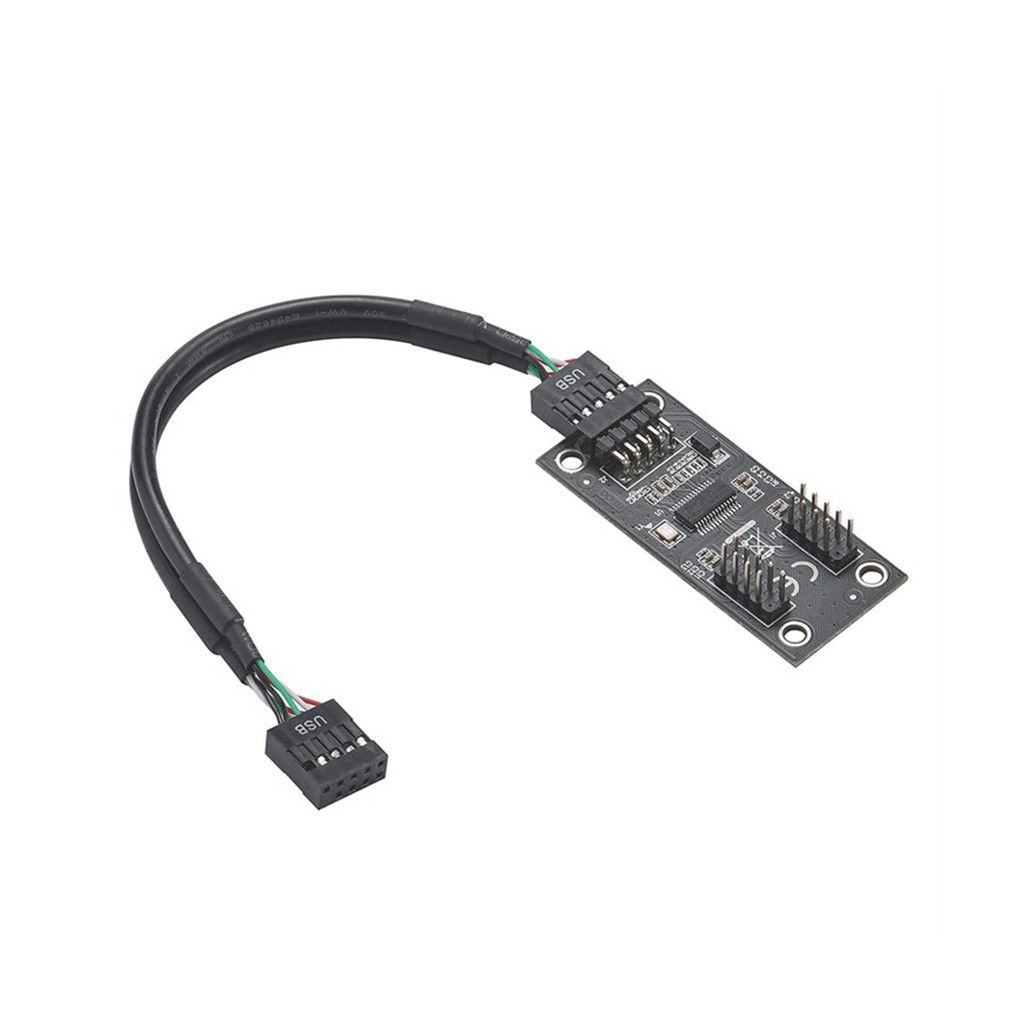AT87-USB Hub USB Splitter USB2.0 9Pin to Dual 9Pin Hub Adapter Riser Motherboard USB 9Pin Connector