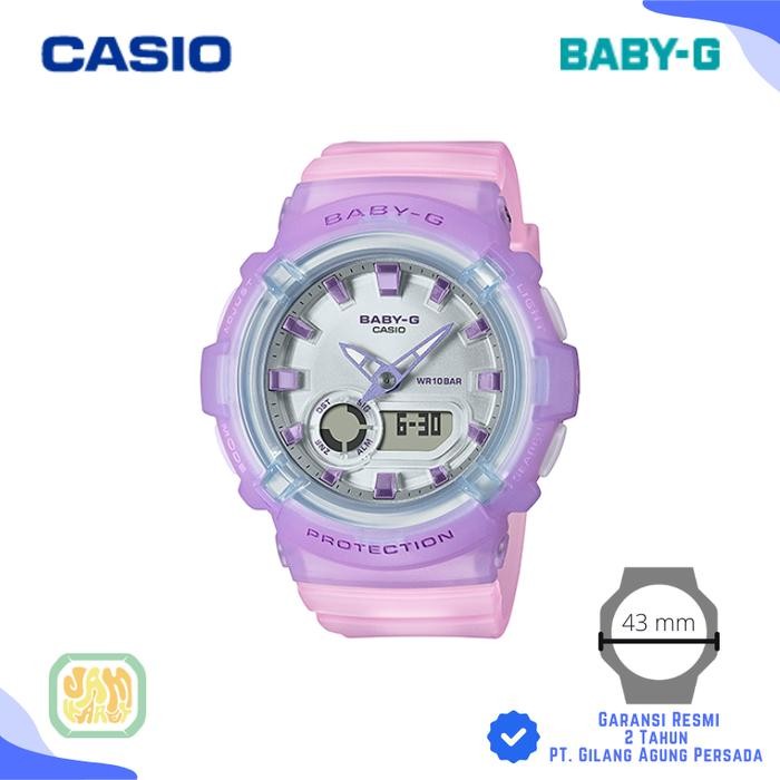 JAM TANGAN WANITA CASIO BABY-G BGA-280-6A ORIGINAL - BABYG BGA 280 6ADR UNGU TRANSPARANT