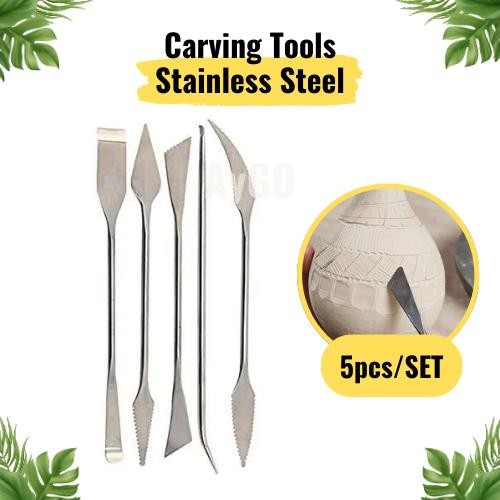 

5pcs/Set Stainless Steel Carving Tools, Wax Clay Pottery Carving Modeling Tools