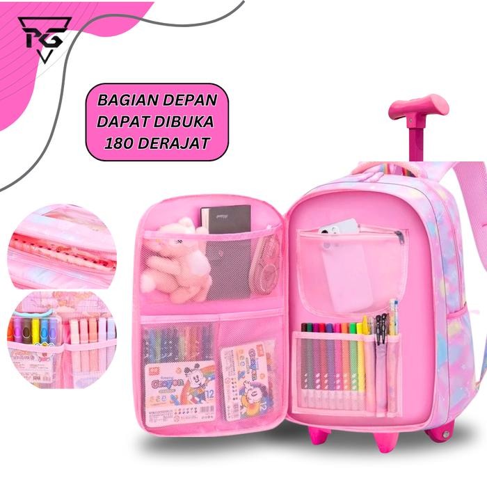 Tas Trolley Dorong Anak Sekolah Perempuan Sd Import Quality Tas Koper
