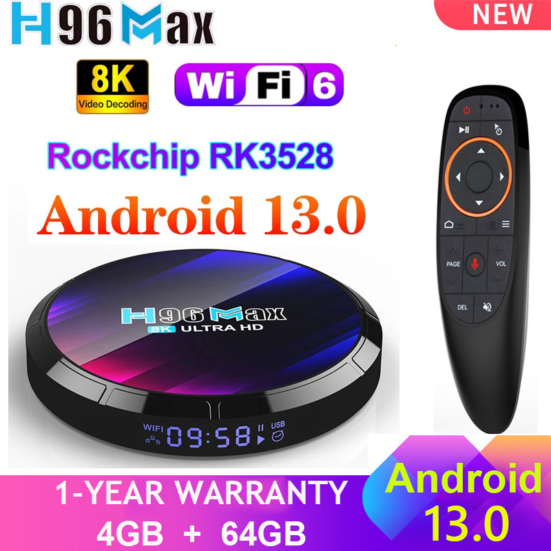NEW H96 MAX Android 13 Smart TV Box RK3528 Quad Core 4G 64GB 32GB 4K 8K Wifi6 2.4G&5G BT5.0 AV1 3D