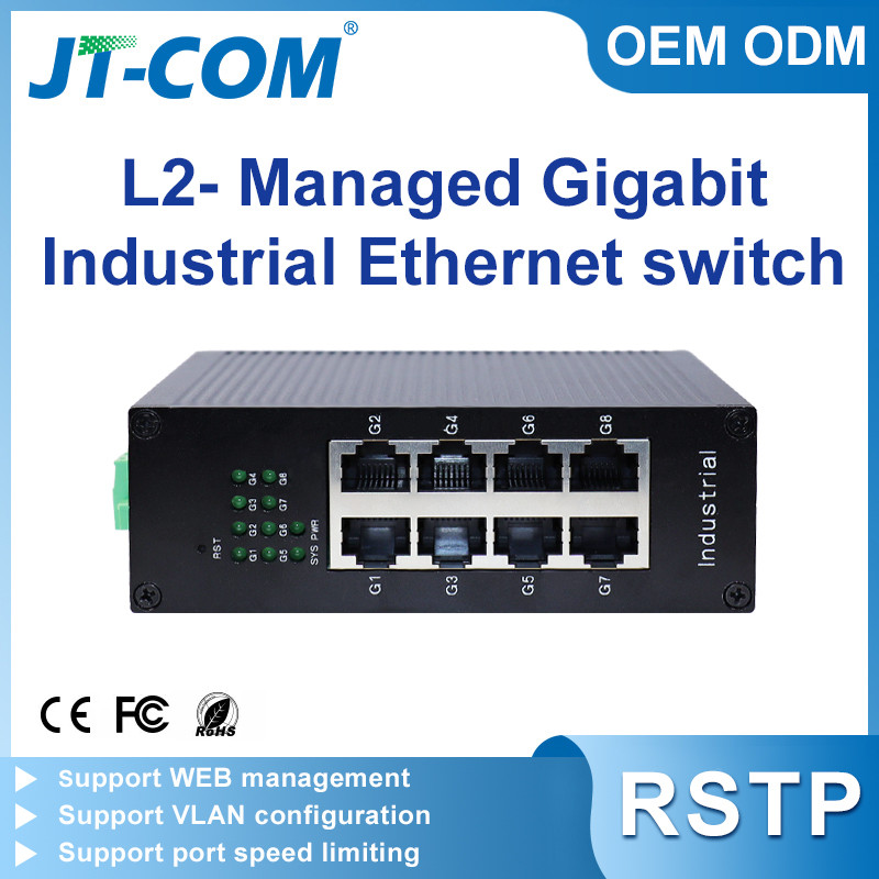 Managed Switch Gigabit L2-Managed Industrial Ethernet Switch Support Vlan, WEB Management, Port