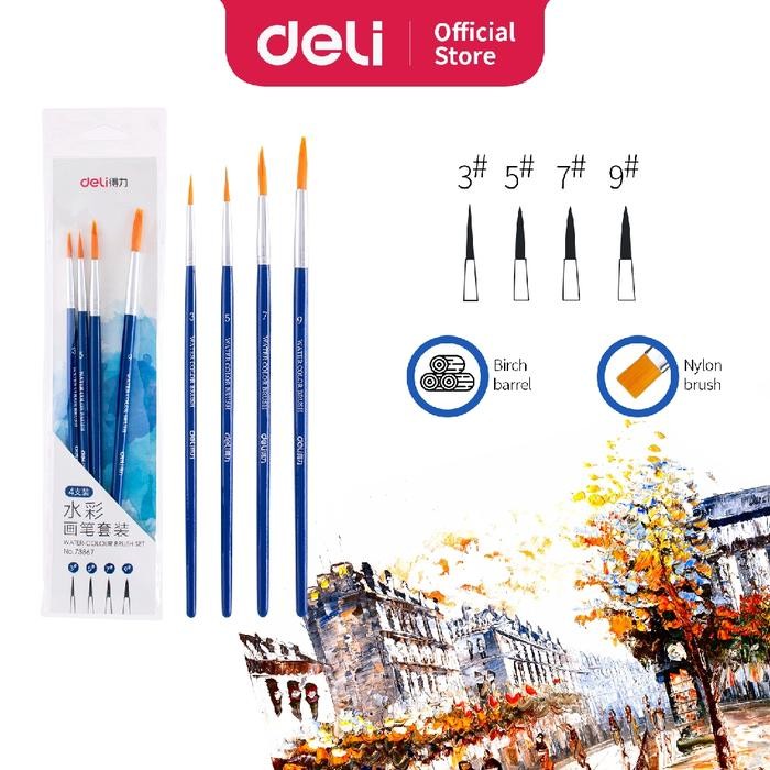 

Deli set kuas warna biru (4/6pcs /pack) kombinasi bentuk kuas untuk memenuhi kebutuhan melukis 738X0