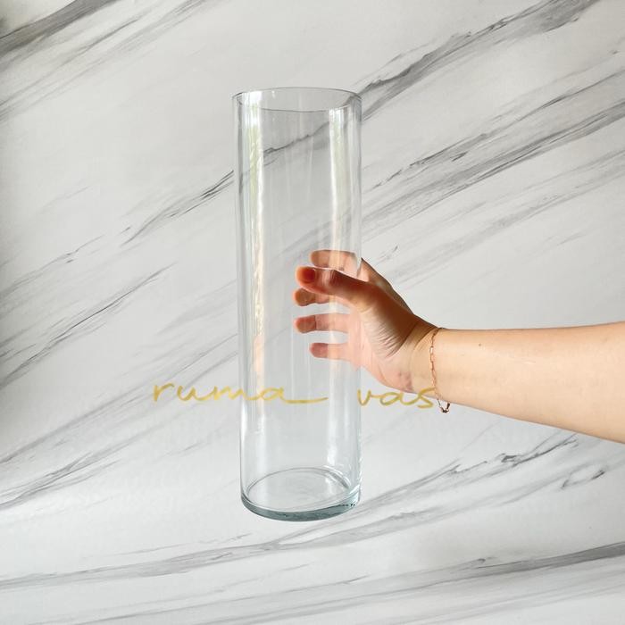 vas bunga kaca tinggi 30cm diameter 10cm vase