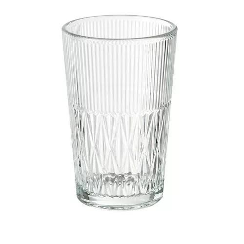 Gelas Vas Bunga Kaca Berpola Bening Tinggi 17cm