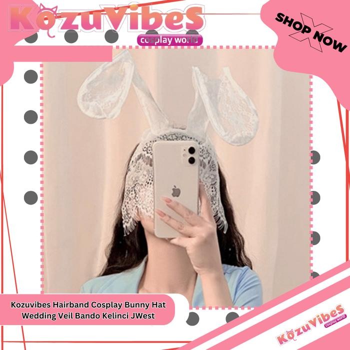 Kozuvibes Hairband Cosplay Bunny Hat Wedding Veil Bando Kelinci JWest