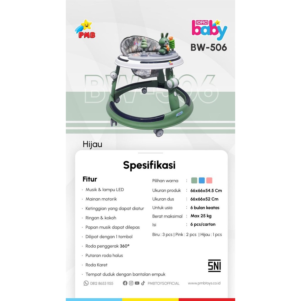 PMB BABY WALKER BW-506 IORA Mainan dan musik Alat Belajar Jalan