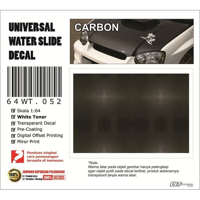 Universal hot wheels water slide decal 1:64 Carbon Full TWT052