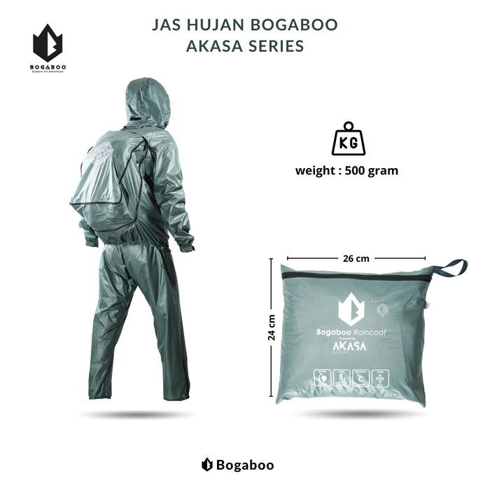 Bogaboo Akasa Jas Hujan Setelan Bahan Nylon 30D Pu 5.000 Full Tape Sealer - Raincoat Waterproof Muat