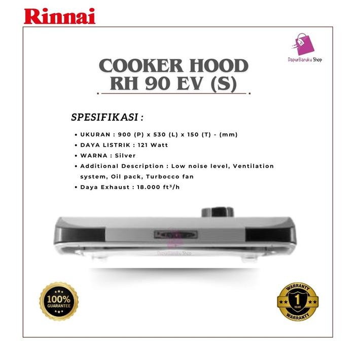 Terbaru Cooker Hood Rinnai Rh 90 Ev Silver Ventilation