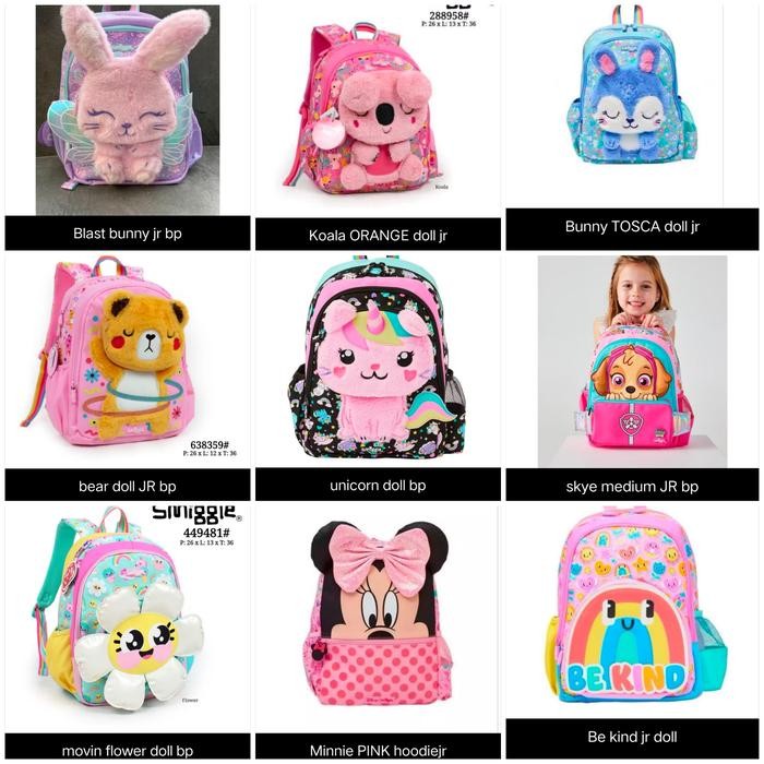 SMIGGLE BACKPACK BE KIND, UNICORN, BUNNY, MINNIE, SKYE/TAS RANSEL-KADO