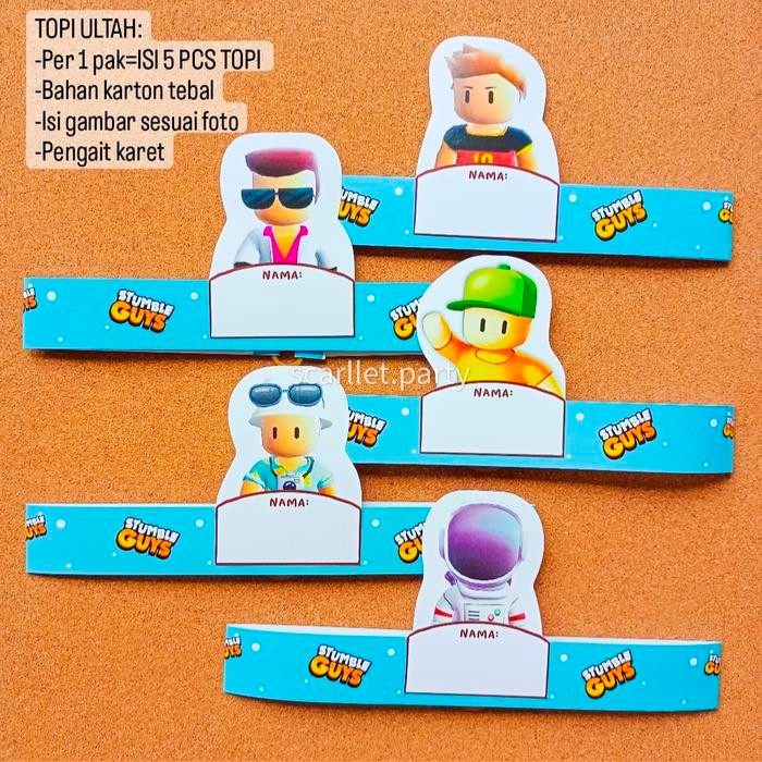 TOPI ULTAH STUMBLE GUYS BALON BANNER TOPPER CAKE HIASAN DEKOR BIRTHDAY