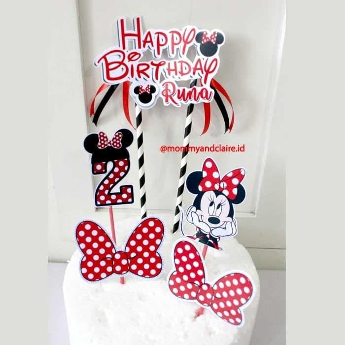 Cake Topper Minnie Mouse Red/Hiasan Kue Minnie Mouse Red/Cake Topper