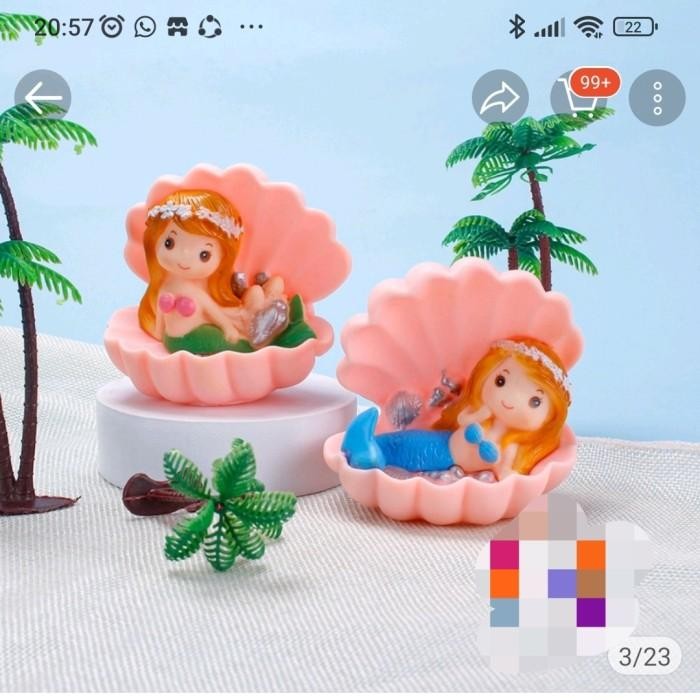 Topper Mermaid, Hiasan Kue Putri Duyung, Mainan Mermaid, Kerang Besar