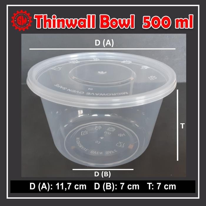 (25pcs) THINWALL BOWL / BOWL PLASTIK 500 ml
