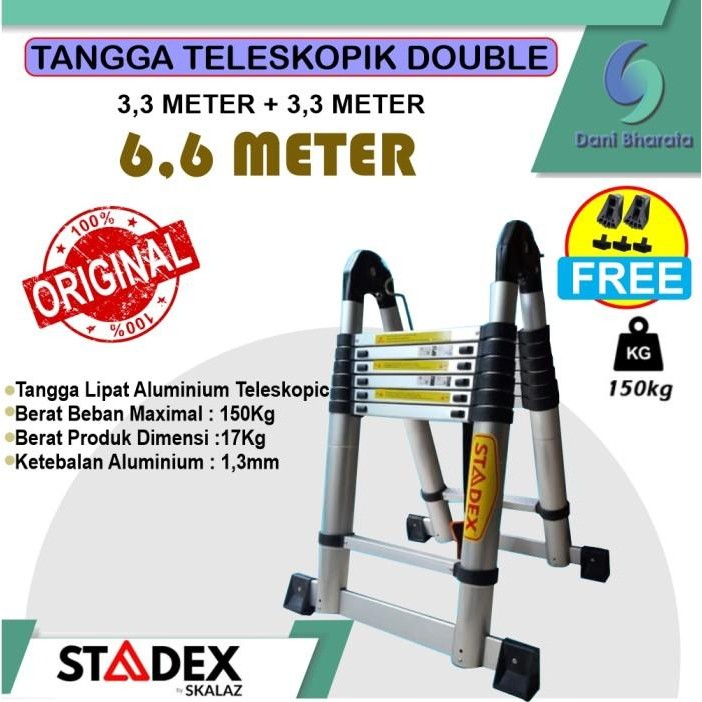 (Allthebest) Tangga Teleskopik Double 6 Meter Merek Stadex