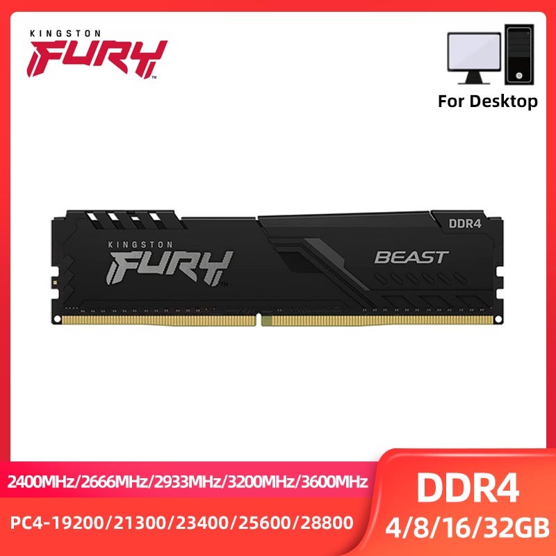 Kingston FURY Beast DDR4 4GB 8GB 16GB 32GB 2400 2666 2933 3200 3600MHz DIMM PC4-23400 25600 28800 DD