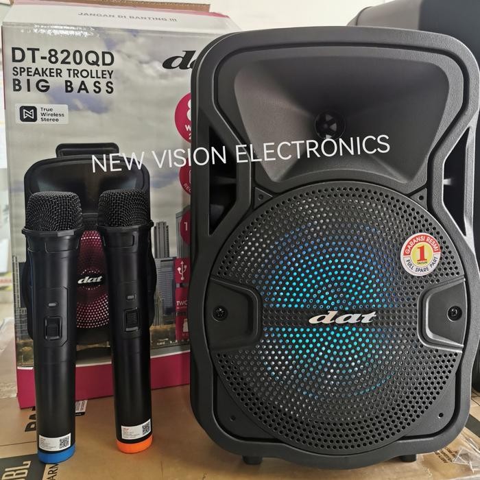 speaker aktif portable DAT820 bluetooth Usb karaoke mic wireless 8 inc Berkualitas Terbaru