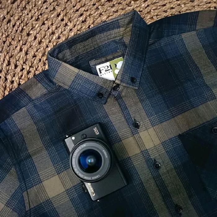 NEW BLACK GREY BROWN Kemeja Flanel F2D Lengan Panjang Premium Quality Motif Pria Unisex Casual