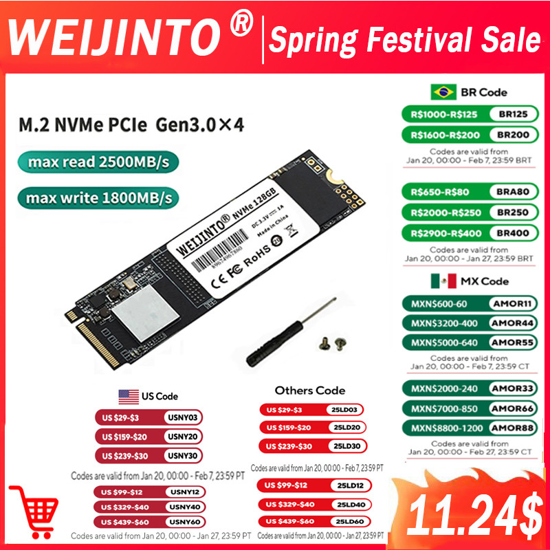WEIJINTO M.2 NVMe SSD 128GB 256GB 240GB 512GB 1TB 500GB M2 PCIe Drive Internal Solid State Disk for 