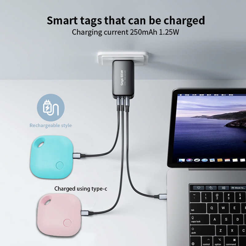 Rechargeable Smart Tag, Bluetooth Luggage Tracker. Works with Apple Find My (iOS Only), Item Locator