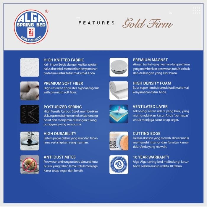 Alga Springbed Gold Firm Orthopedic Magnetic Full Set