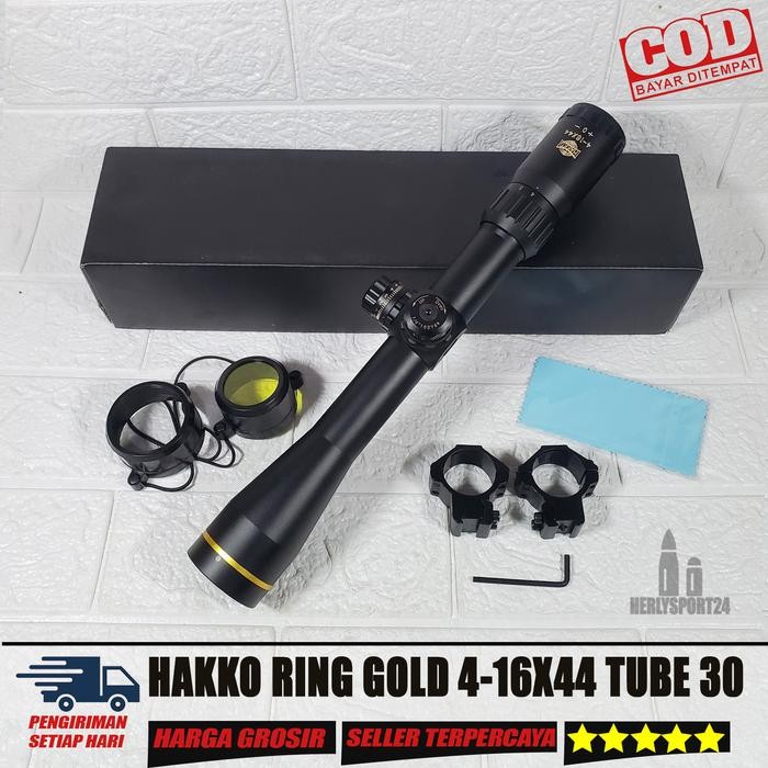 Promo Teleskop Hakko Ring Gold 4-16X44 Tube 30 Mm Termurah