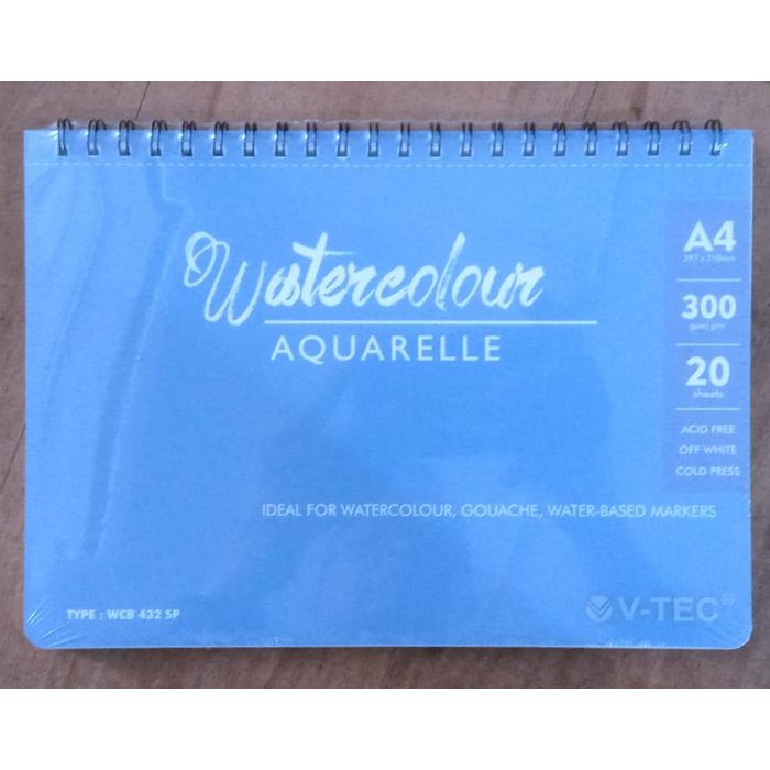 

Watercolor Book Spiral V-Tec A3 A4 300 Gsm Off White Wcb-332Sp