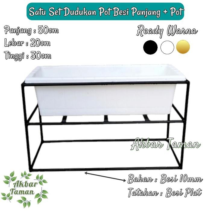 Standing Pot Besi Panjang Satu Set Pot / Dudukan Pot Panjang Besi 10mm