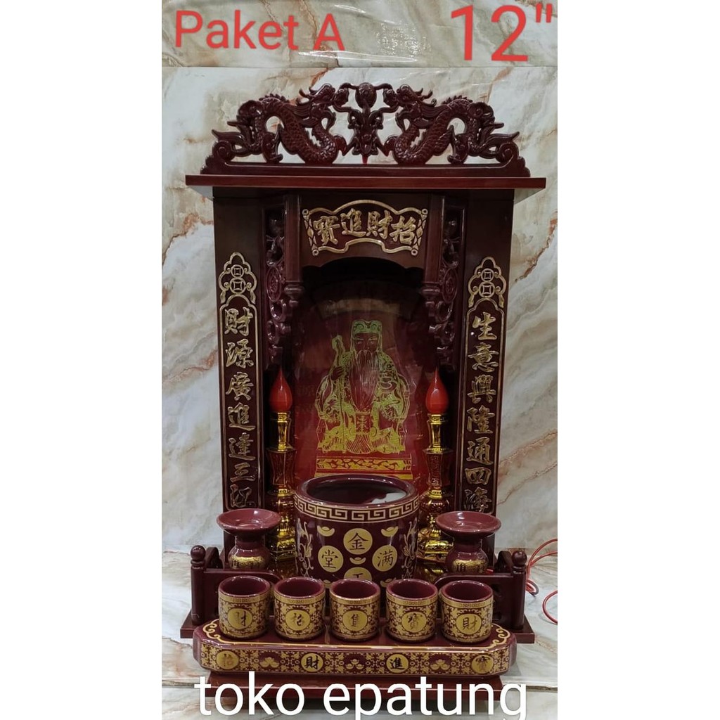tempat altar rumah altar meja sembahyang 12 inch Dewa Bumi - Paket