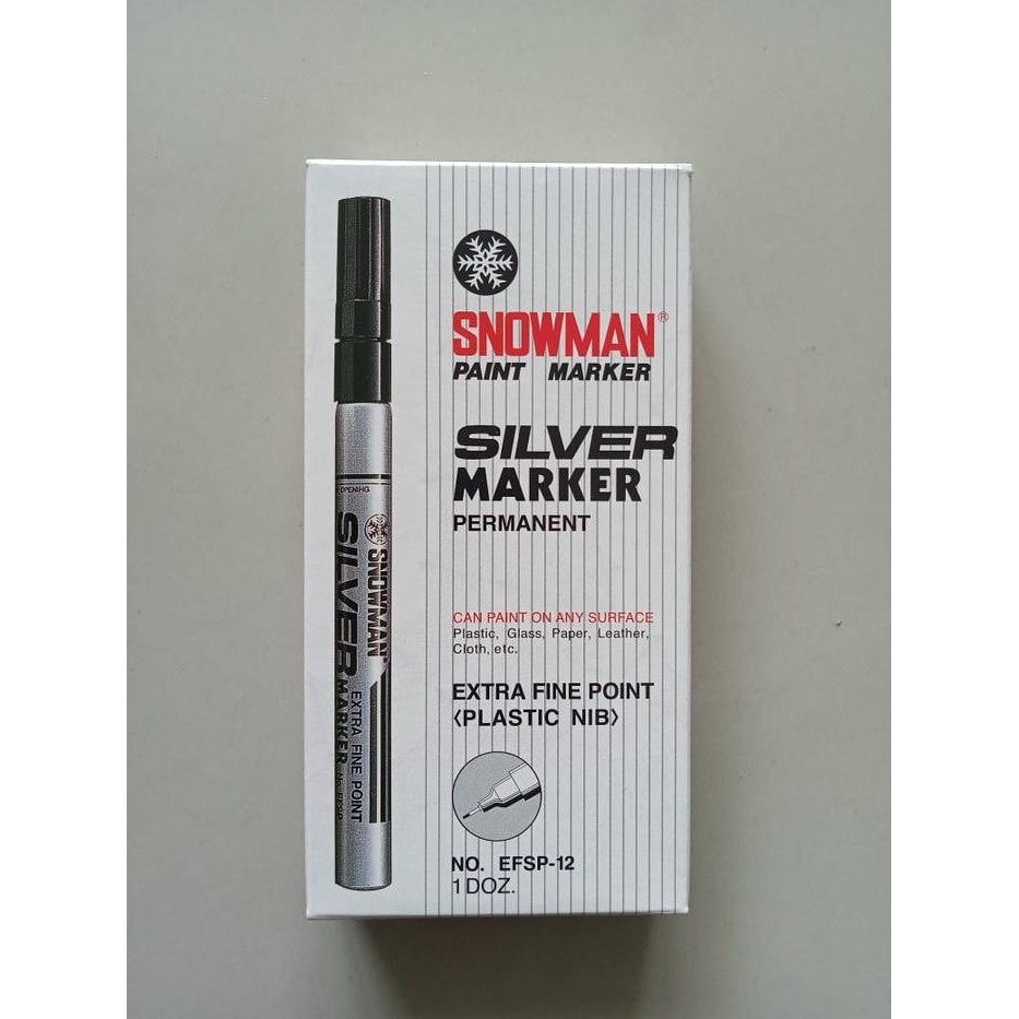 

Spidol Snowman Paint Marker Extra Fine Marker Silver Efsp-12 / Lsn Bisa Campur Warna Stationery