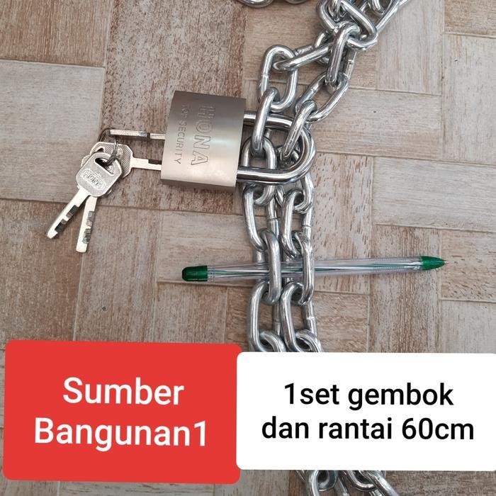 TERLARIS Gembok dan rantai besar pagar rumah 1 set