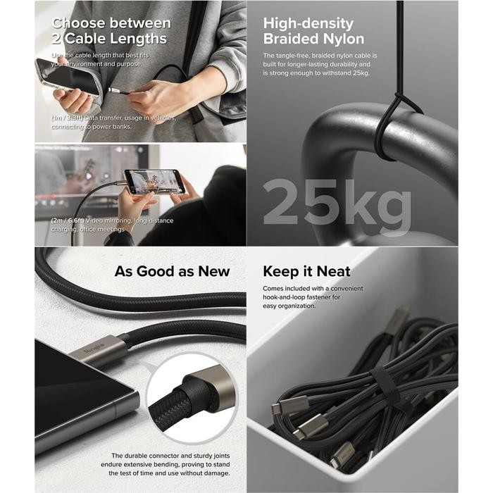 (Allthebest) Ringke Kabel Data Universal USB 3.2 Gen2 USB-C to Type-C Braided Cable