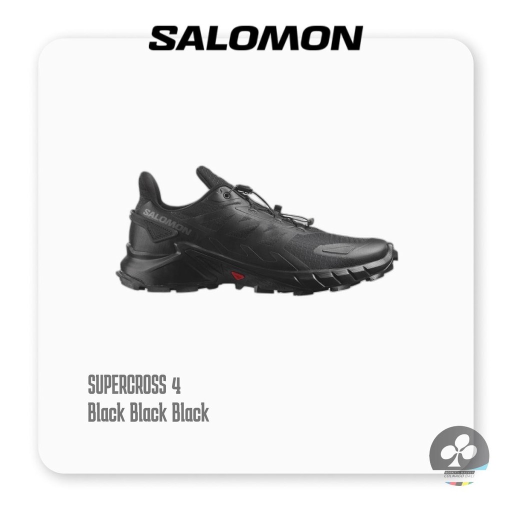 Sepatu SALOMON Supercross 4 BLACK/BLACK/BLACK - Sepatu Lari Trail Outdoor Premium Original
