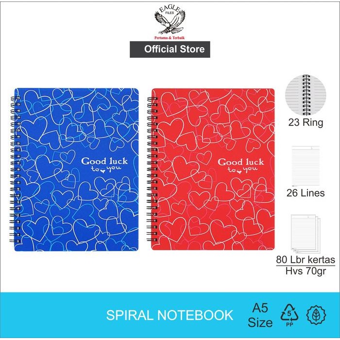 

TOMEX Notebook Spiral / Buku Tulis Buku Catatan Diary Notebook Spiral GOOD LUCK A5 80 Lembar