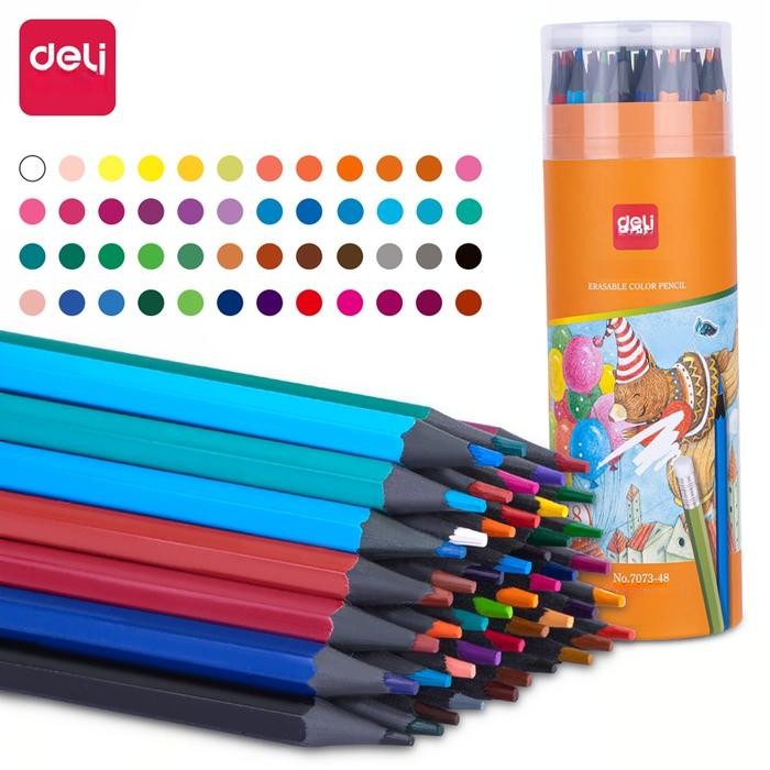 

Deli Erasable Colored Pencil / Pensil Warna dapat di hapus Warna Terang 7073 Mewarnai Stationery
