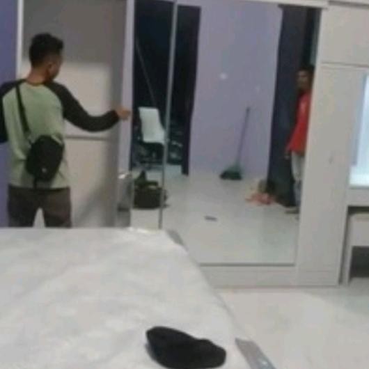 Custom Lemari Sleding 2 Pintu Full Cern+Lemari Hijab+Meja Rias+Lemar