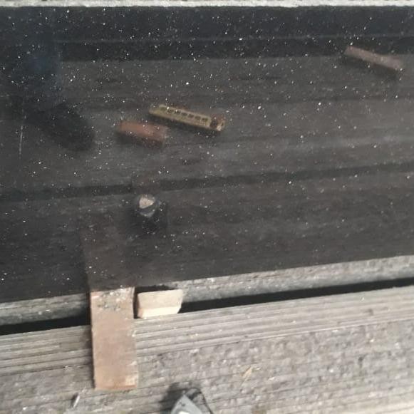 Top Table Granit Black Gold/ Meja Kiten Set