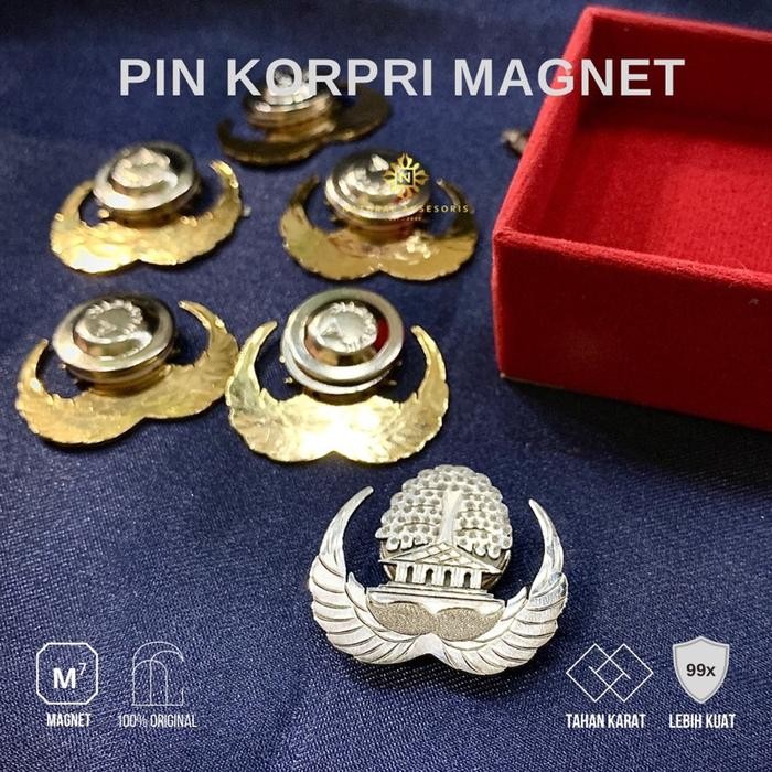 Pin korpri lapis emas Peniti atau Magnet Premium Qwality